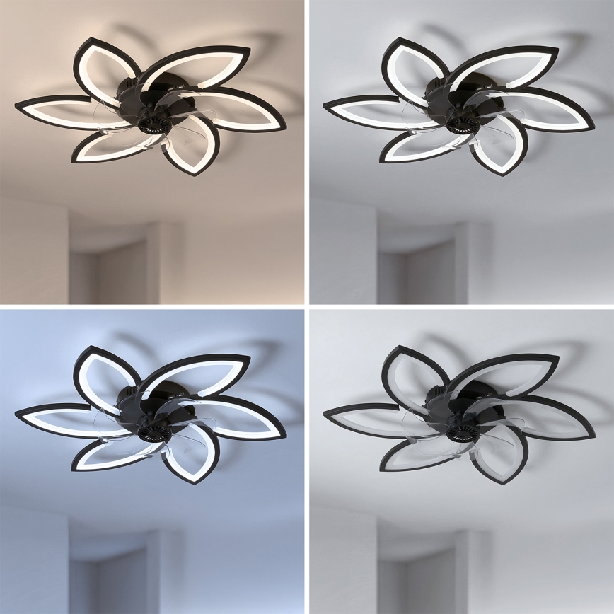 Brilagi - Luminária de teto LED dimmerizável com ventilador LED/50W/230V 3000-6500K preta + controlo remoto
