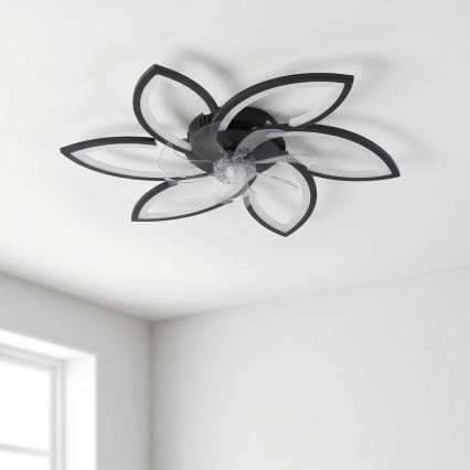 Brilagi - Luminária de teto LED dimmerizável com ventilador LED/50W/230V 3000-6500K preta + controlo remoto