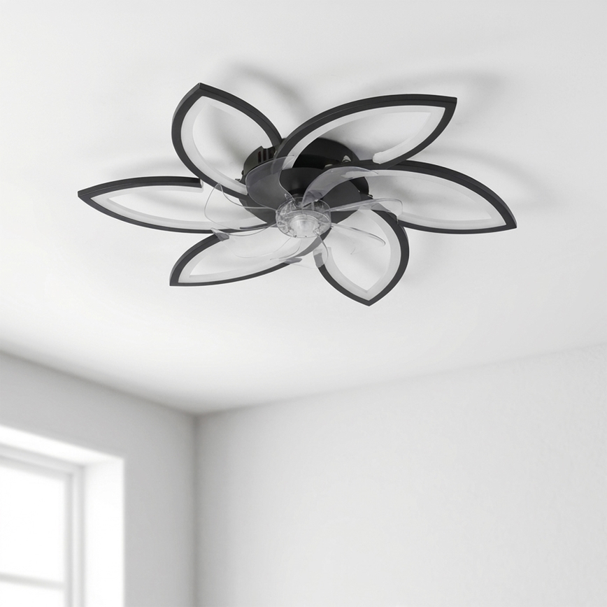 Brilagi - Luminária de teto LED dimmerizável com ventilador LED/50W/230V 3000-6500K preta + controlo remoto