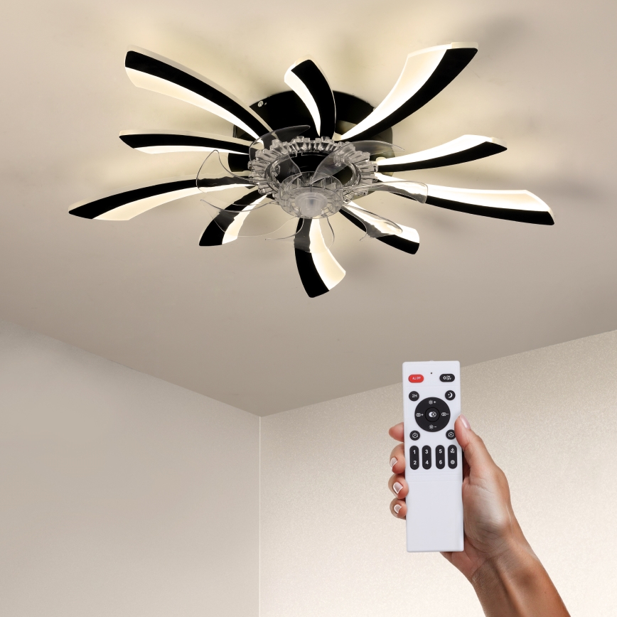 Brilagi - Luminária de teto LED dimmerizável com ventilador LED/50W/230V 3000-6500K preta + controlo remoto