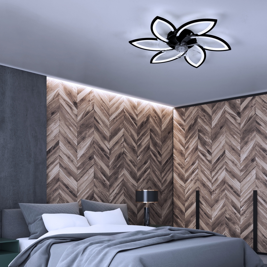 Brilagi - Luminária de teto LED dimmerizável com ventilador LED/50W/230V 3000-6500K preta + controlo remoto