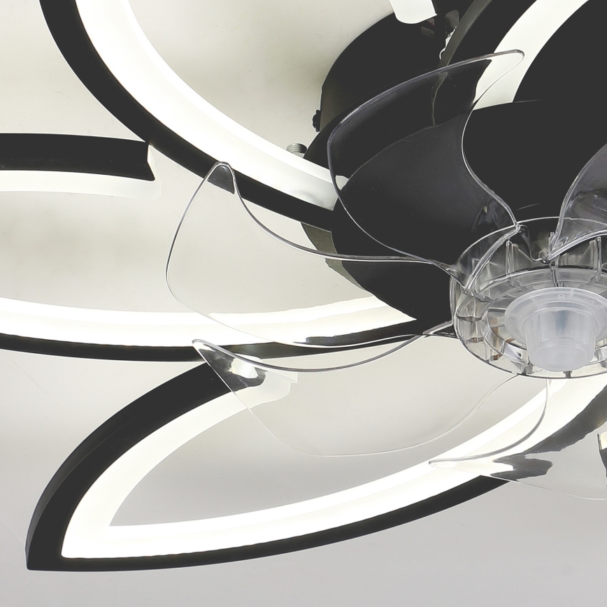 Brilagi - Luminária de teto LED dimmerizável com ventilador LED/50W/230V 3000-6500K preta + controlo remoto