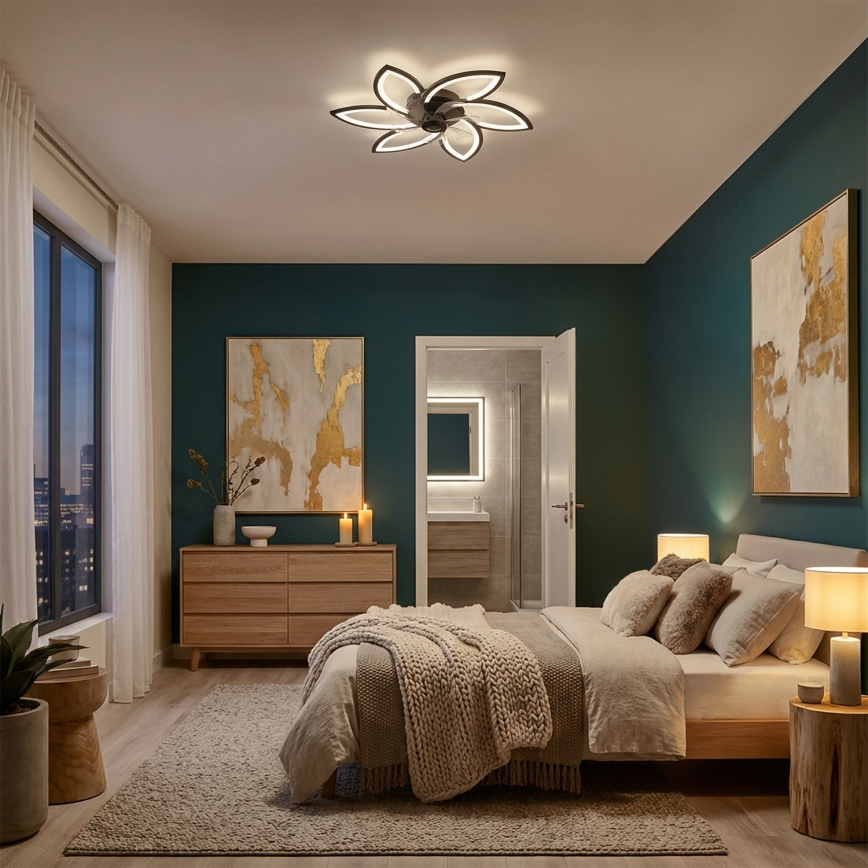 Brilagi - Luminária de teto LED dimmerizável com ventilador LED/50W/230V 3000-6500K preta + controlo remoto