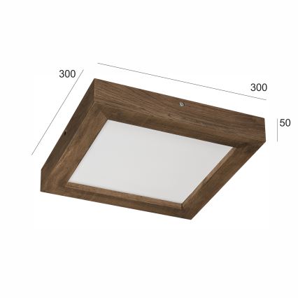 Brilagi - Luminária de teto LED dimmerizável para banheiro WOODY FRAME LED/24W/230V carvalho nogueira 30x30 cm 3000-6000K IP44 + controlo remoto