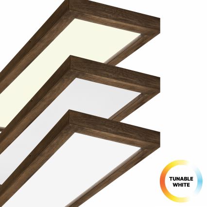 Brilagi - Luminária de teto LED dimmerizável para banheiro WOODY FRAME LED/50W/230V carvalho nogueira 120x30 cm 3000-6000K IP44 + controlo remoto