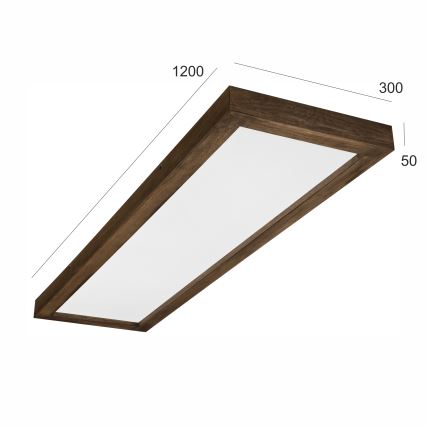 Brilagi - Luminária de teto LED dimmerizável para banheiro WOODY FRAME LED/50W/230V carvalho nogueira 120x30 cm 3000-6000K IP44 + controlo remoto