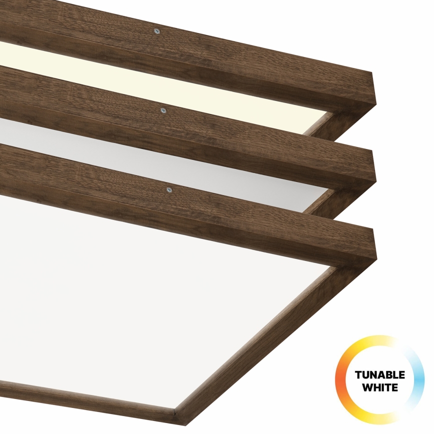 Brilagi - Luminária de teto LED dimmerizável para banheiro WOODY FRAME LED/50W/230V carvalho nogueira 60x60 cm 3000-6000K IP44 + controlo remoto