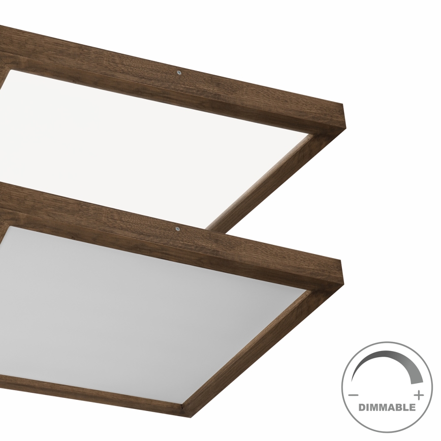 Brilagi - Luminária de teto LED dimmerizável para banheiro WOODY FRAME LED/50W/230V carvalho nogueira 60x60 cm 3000-6000K IP44 + controlo remoto