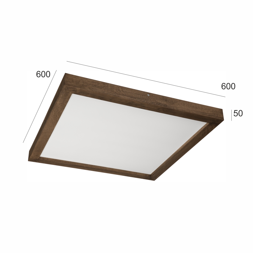 Brilagi - Luminária de teto LED dimmerizável para banheiro WOODY FRAME LED/50W/230V carvalho nogueira 60x60 cm 3000-6000K IP44 + controlo remoto