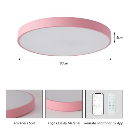 Brilagi - Luminária LED dimerizável POOL SMART LED/100W/230V Ø 80 cm 3000-6000K Wi-Fi Tuya + comando remoto rosa
