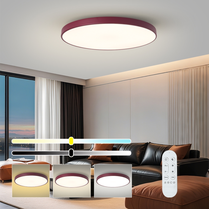 Brilagi - Luminária LED regulável POOL SMART LED/100W/230V, diâmetro 80 cm, 3000-6000K, Wi-Fi Tuya + controlo remoto, bordô