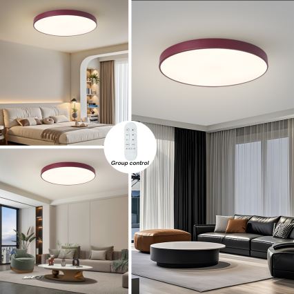 Brilagi - Luminária LED regulável POOL SMART LED/100W/230V, diâmetro 80 cm, 3000-6000K, Wi-Fi Tuya + controlo remoto, bordô