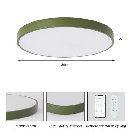 Brilagi - Candeeiro LED dimerizável POOL SMART LED/100W/230V diâmetro 80 cm 3000-6000K Wi-Fi Tuya + controlo remoto verde