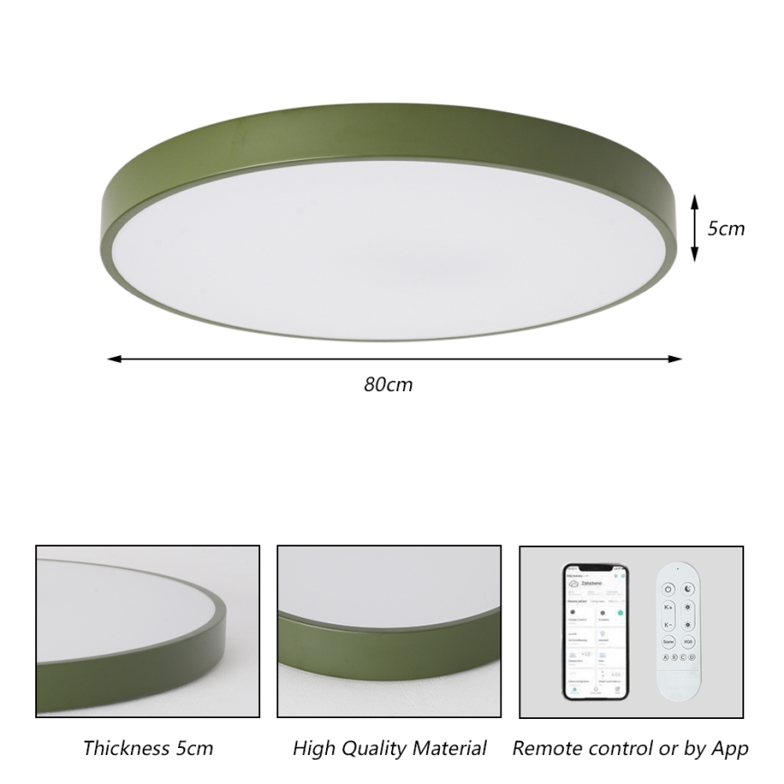 Brilagi - Candeeiro LED dimerizável POOL SMART LED/100W/230V diâmetro 80 cm 3000-6000K Wi-Fi Tuya + controlo remoto verde