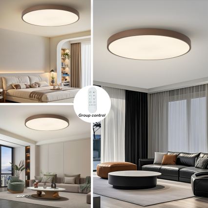 Brilagi - Luminária LED dimerizável POOL SMART LED/128W/230V diâmetro 100 cm 3000-6000K Wi-Fi Tuya + controlo remoto castanho
