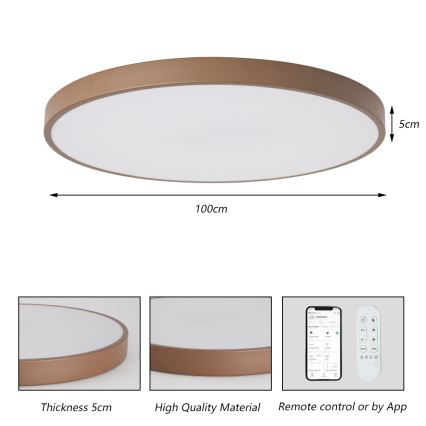 Brilagi - Luminária LED dimerizável POOL SMART LED/128W/230V diâmetro 100 cm 3000-6000K Wi-Fi Tuya + controlo remoto castanho
