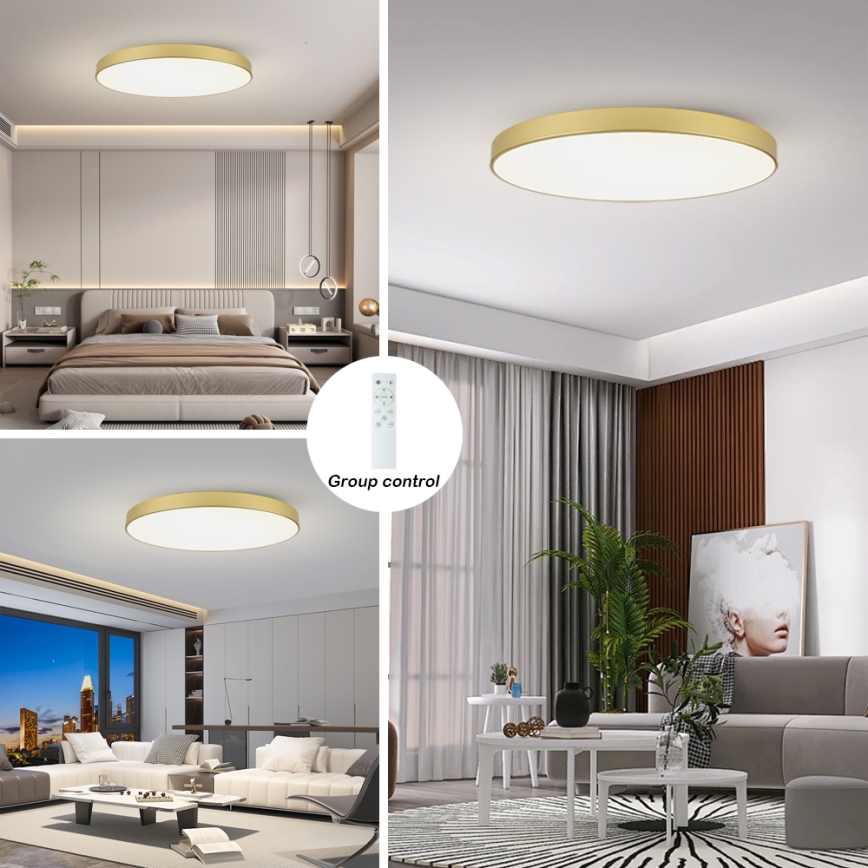 Brilagi - Luminária de teto LED dimerizável POOL SMART LED/180W/230V 3000-6000K 120 cm dourada Wi-Fi Tuya + comando remoto