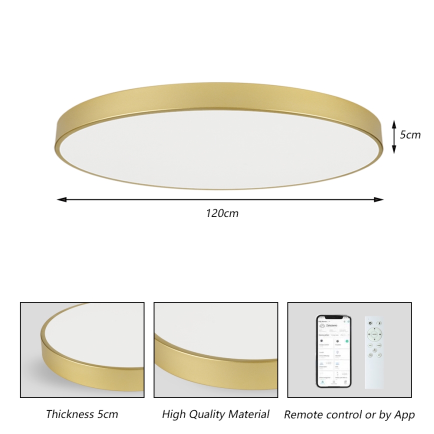 Brilagi - Luminária de teto LED dimerizável POOL SMART LED/180W/230V 3000-6000K 120 cm dourada Wi-Fi Tuya + comando remoto