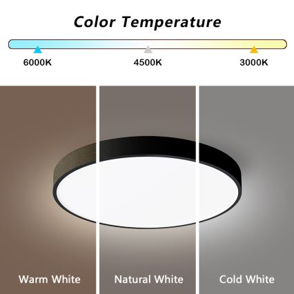 Brilagi - Luminária de teto LED dimmerizável POOL SMART LED/48W/230V 40 cm 3000-6000K Wi-Fi Tuya + controlo remoto preto