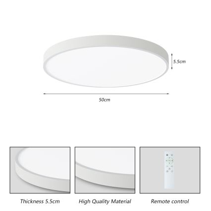 Brilagi - Luminária de teto LED dimmerizável POOL SMART LED/60W/230V 3000-6000K 50 cm + controlo remoto branco