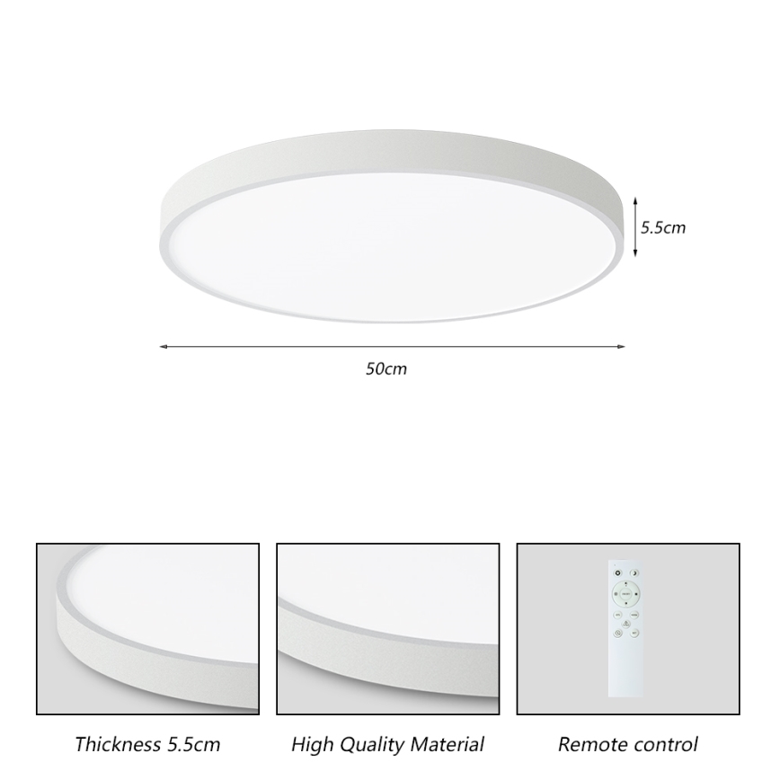 Brilagi - Luminária de teto LED dimmerizável POOL SMART LED/60W/230V 3000-6000K 50 cm + controlo remoto branco