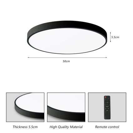Brilagi - Luminária de teto LED dimmerizável POOL SMART LED/60W/230V 50 cm 3000-6000K Wi-Fi Tuya + controlo remoto preto