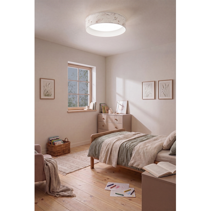 Brilagi - Candeeiro de tecto dimerizável VELVET SMARTIX LED/24W/230V 3000-6000K Ø 45 cm branco/estampa floral Wi‑Fi Tuya Beacon + controlo remoto