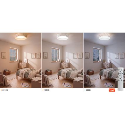 Brilagi - Candeeiro de tecto dimerizável VELVET SMARTIX LED/24W/230V 3000-6000K Ø 45 cm branco/estampa floral Wi‑Fi Tuya Beacon + controlo remoto