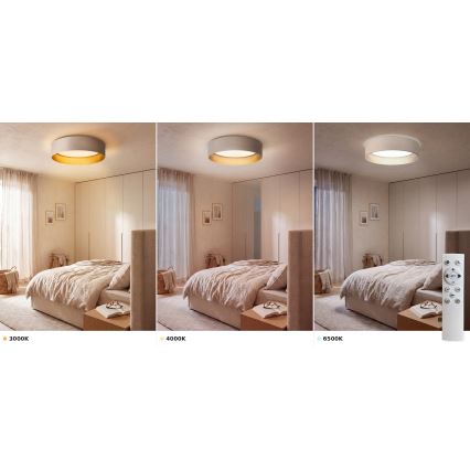 BRILAGI - Candeeiro de tecto LED dimerizável VELVET SMART VARI LED/24W/230V 3000–6500K Ø 45 cm creme/dourado + controlo remoto