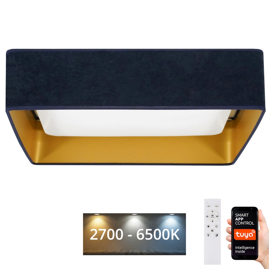 Brilagi - Luminária de teto LED regulável VELVET SQUARE SMART LED/36W/230V 60x60 cm 2700-6500K Wi-Fi Tuya + controlo remoto azul escuro