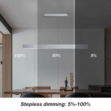 Brilagi - Luminária LED dimmável com cabo SLEEKLINE SMART LED/40W/230V 3000-6000K Wi-Fi Tuya prateada + controle remoto
