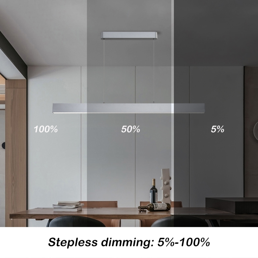 Brilagi - Luminária LED dimmável com cabo SLEEKLINE SMART LED/40W/230V 3000-6000K Wi-Fi Tuya prateada + controle remoto