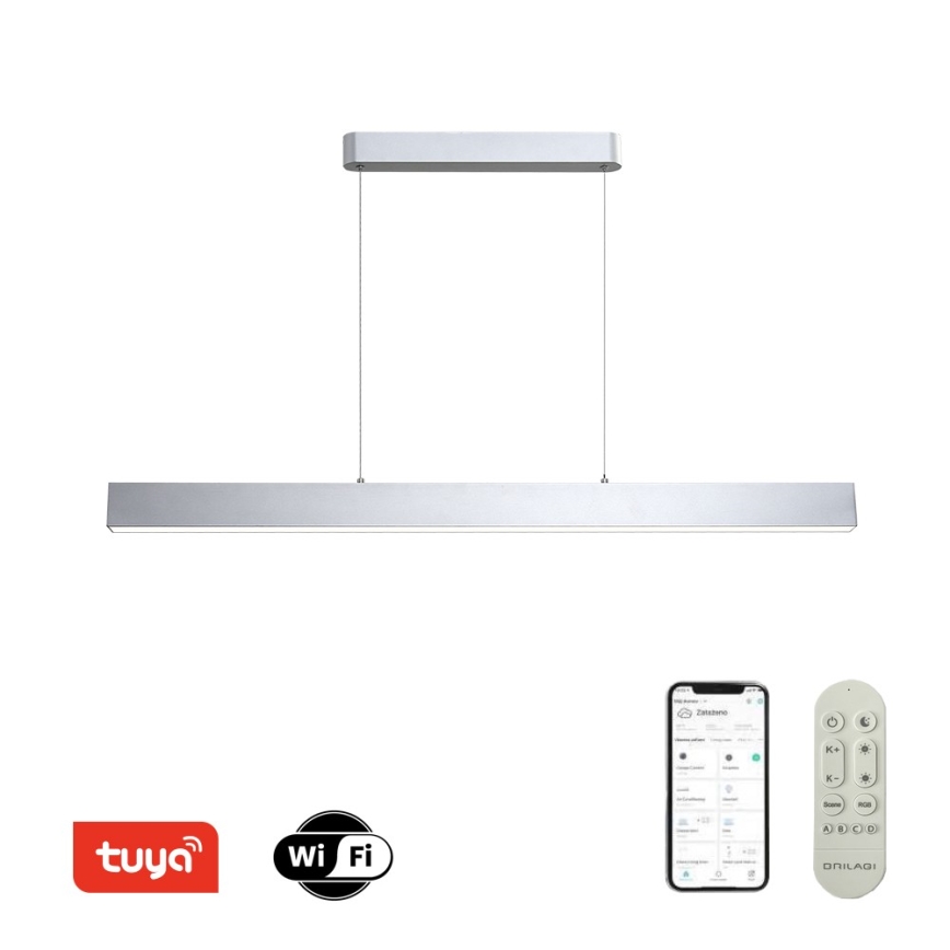 Brilagi - Luminária LED dimmável com cabo SLEEKLINE SMART LED/40W/230V 3000-6000K Wi-Fi Tuya prateada + controle remoto