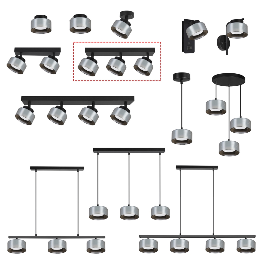 Brilagi - LED Luminária direcional AURA LUX 3xGX53/30W/230V preta/fumê