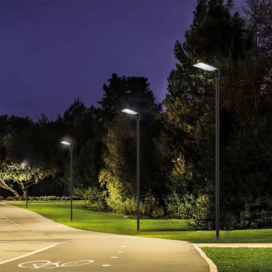 Brilagi - Luminária LED de rua para exterior com poste e braço articulado de 4 m URBANLIGHT LED/200W/230V preta IP65