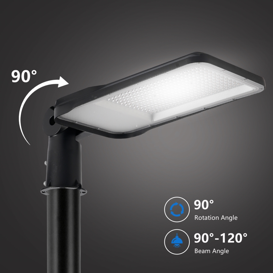 Brilagi - Luminária LED de rua para exterior com poste e braço articulado de 4 m URBANLIGHT LED/200W/230V preta IP65