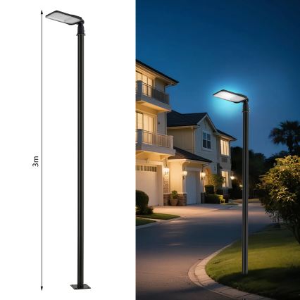 Brilagi - Luminária de rua LED para exterior com poste articulado de 3 m URBANLIGHT LED/100W/230V preta IP65
