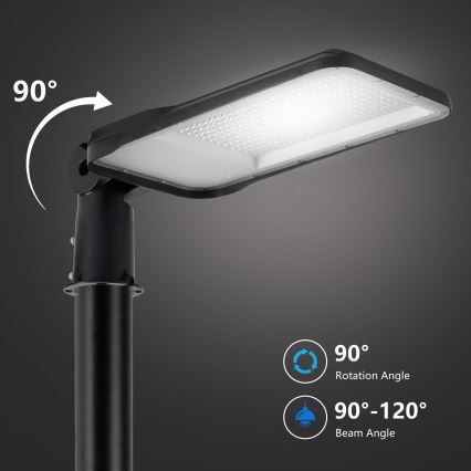 Brilagi - Luminária LED de rua externa com poste de 3 m e articulação URBANLIGHT LED/200W/230V preta IP65