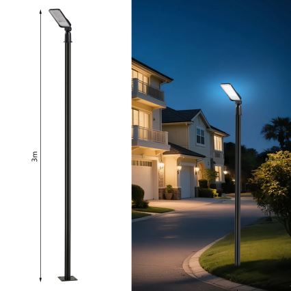 Brilagi - Luminária LED de rua para exterior com poste e articulação de 3 m URBANLIGHT LED/50W/230V preta IP65