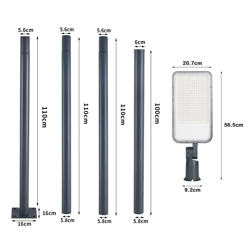 Brilagi - Luminária LED de rua para exterior com poste e braço articulado de 4 m URBANLIGHT LED/200W/230V antracite IP65