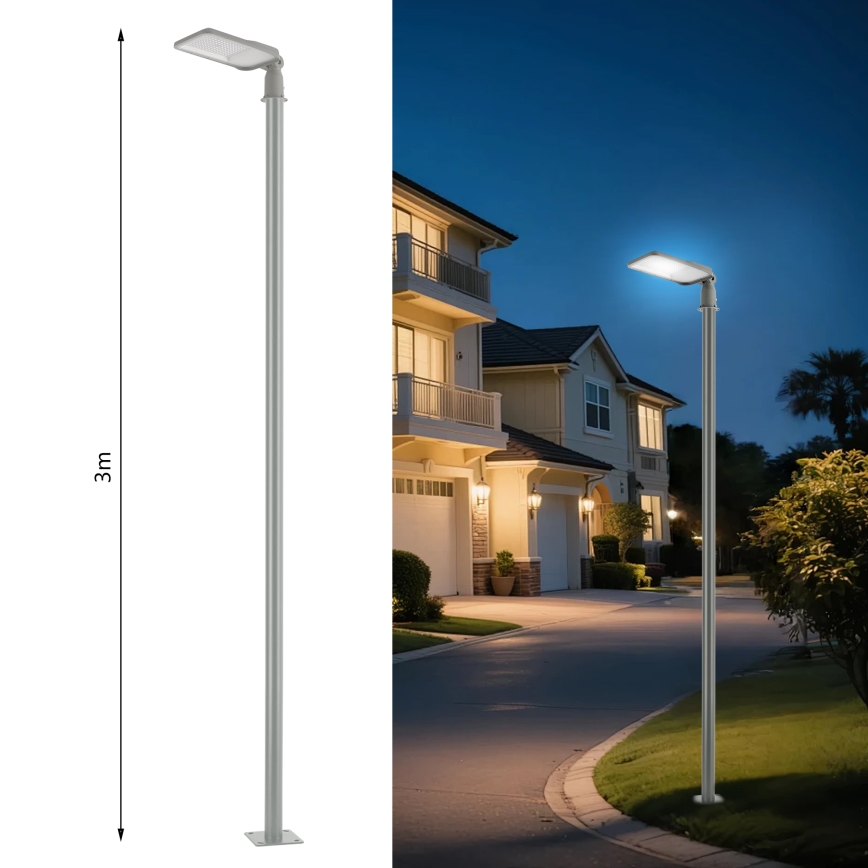 Brilagi - Luminária LED de rua para exterior com mastro articulado de 3 m URBANLIGHT LED/100W/230V cinzenta IP65