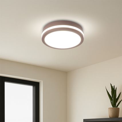 Brilagi - Candeeiro de tecto exterior LED com sensor BENE LED/18W/230V Ø 21,5 cm castanho IP54