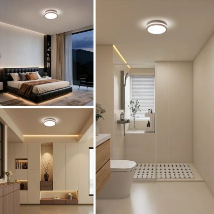 Brilagi - Candeeiro de tecto exterior LED com sensor BENE LED/18W/230V Ø 21,5 cm castanho IP54