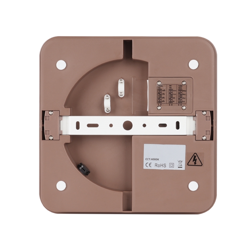 Brilagi - Candeeiro de tecto LED de exterior com sensor BENE LED/24W/230V 26x26 cm castanho IP54