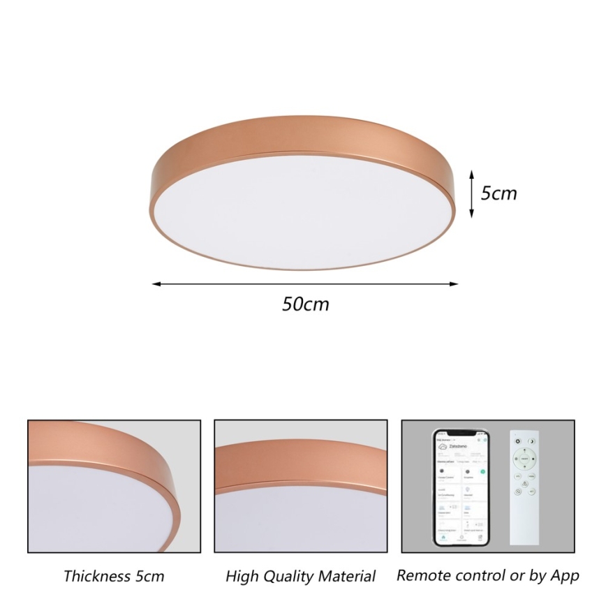 BRILAGI - Luminária de teto LED dimerizável POOL SMART LED/60W/230V 3000-6000K Ø 50 cm Wi-Fi Tuya bronze + controlo remoto