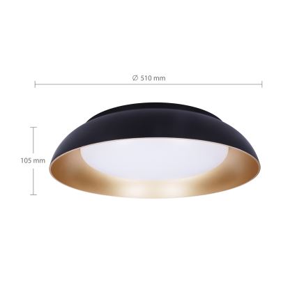 Brilagi - Plafon LED dimmerizável ALVA LED/48W/230V 3000-6500K Ø 51 cm preto + comando remoto