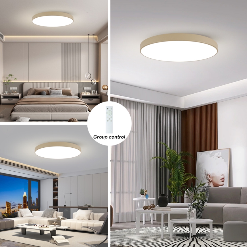 Brilagi - Candeeiro de tecto LED regulável POOL SMART LED/128W/230V 3000-6000K 100 cm bege Wi-Fi Tuya + comando remoto