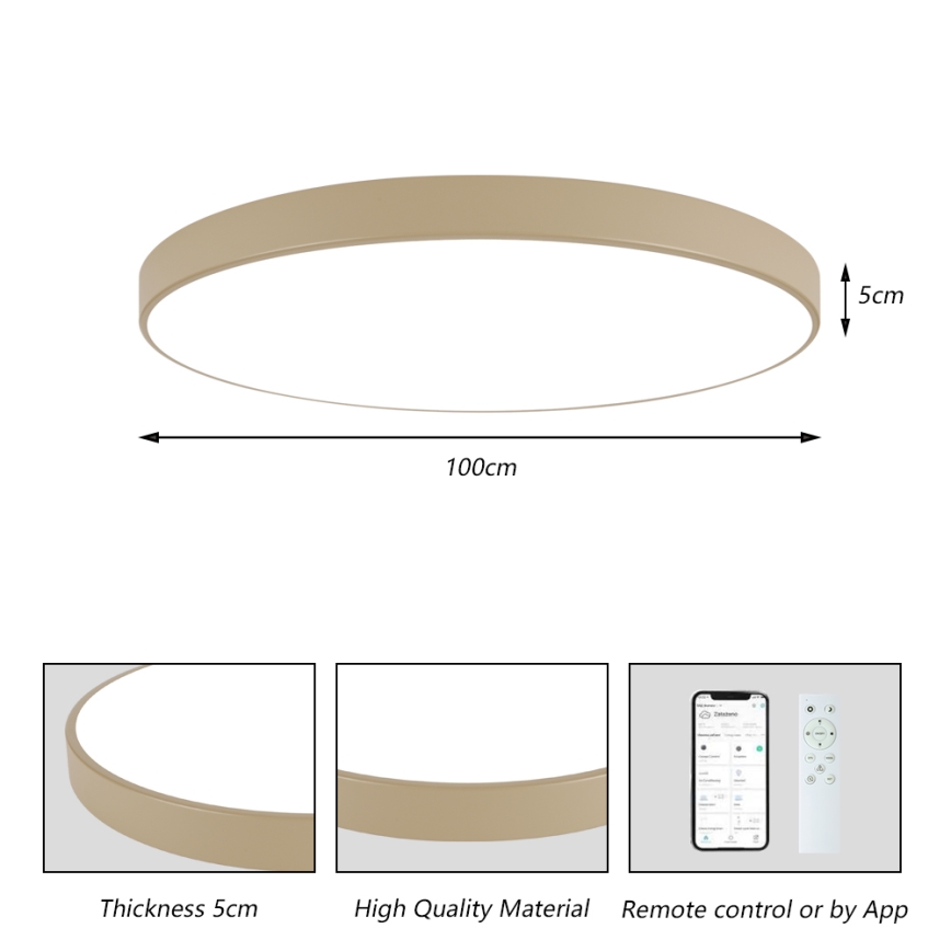Brilagi - Candeeiro de tecto LED regulável POOL SMART LED/128W/230V 3000-6000K 100 cm bege Wi-Fi Tuya + comando remoto