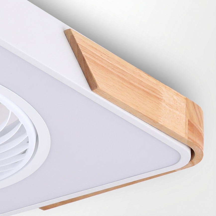 Brilagi - Luminária de tecto LED regulável com ventilador LED/30W/230V 3000-6500K branco/carvalho + comando remoto