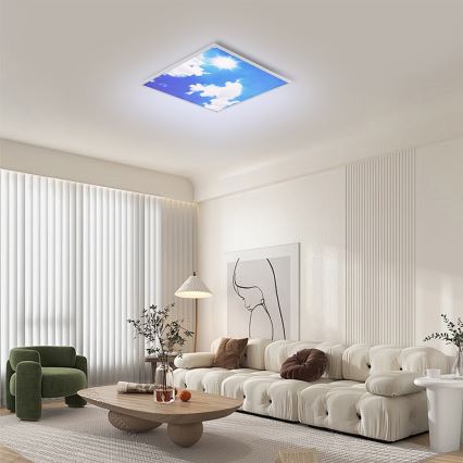 Brilagi - Luminária de teto LED regulável SLIMFRAME SKY LED/58W/230V 60x60 cm 3000-6000K prateado/azul + controlo remoto